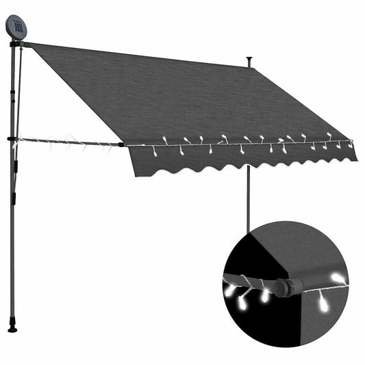 vidaXL Manual Retractable Awning with LED 300 cm Anthracite