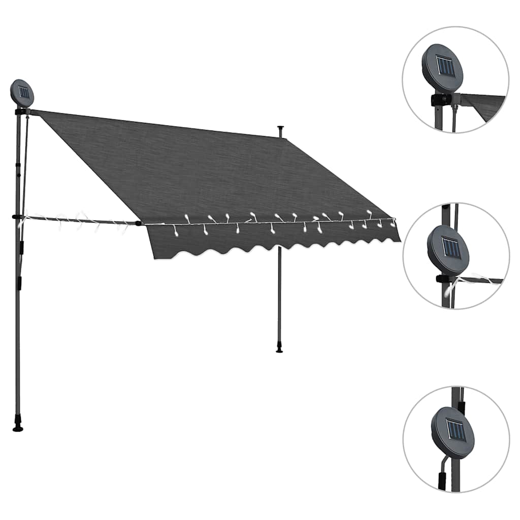 vidaXL Manual Retractable Awning with LED 300 cm Anthracite
