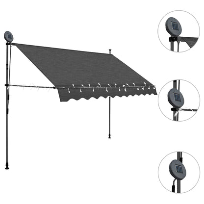 vidaXL Manual Retractable Awning with LED 300 cm Anthracite