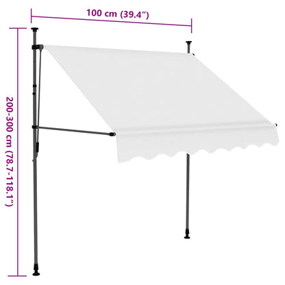 vidaXL Manual Retractable Awning with LED 100 cm Cream