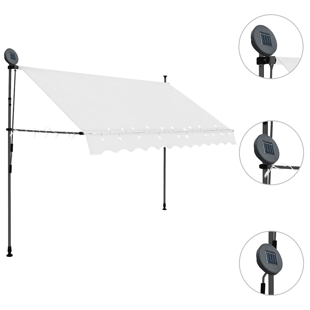 vidaXL Manual Retractable Awning with LED 250 cm Cream