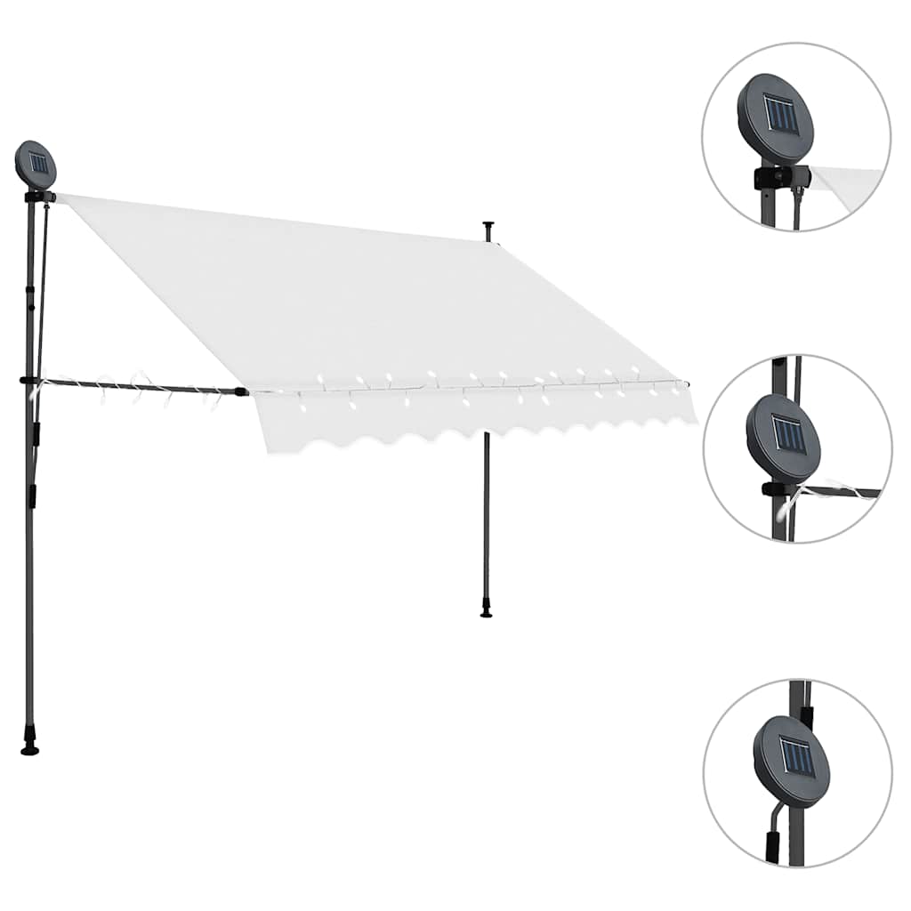 vidaXL Manual Retractable Awning with LED 300 cm Cream