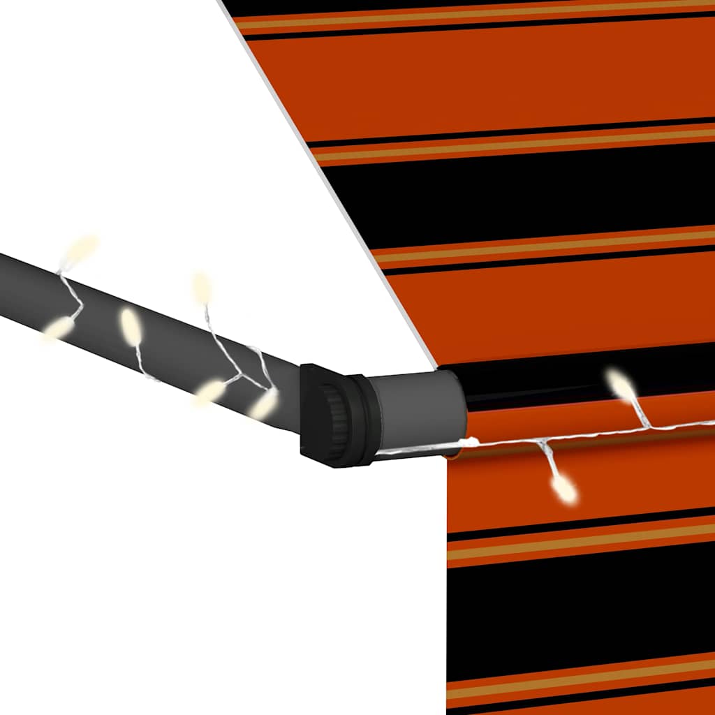 vidaXL Manual Retractable Awning with LED 150 cm Orange and Brown