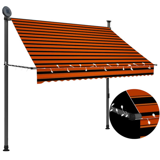 vidaXL Manual Retractable Awning with LED 200 cm Orange and Brown