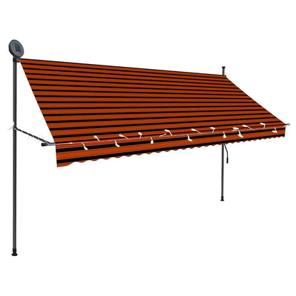 vidaXL Manual Retractable Awning with LED 300 cm Orange and Brown