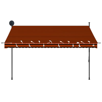 vidaXL Manual Retractable Awning with LED 300 cm Orange and Brown