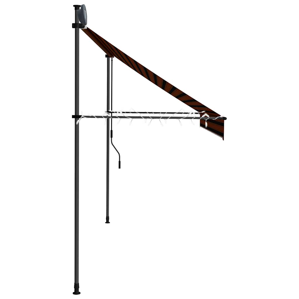 vidaXL Manual Retractable Awning with LED 300 cm Orange and Brown