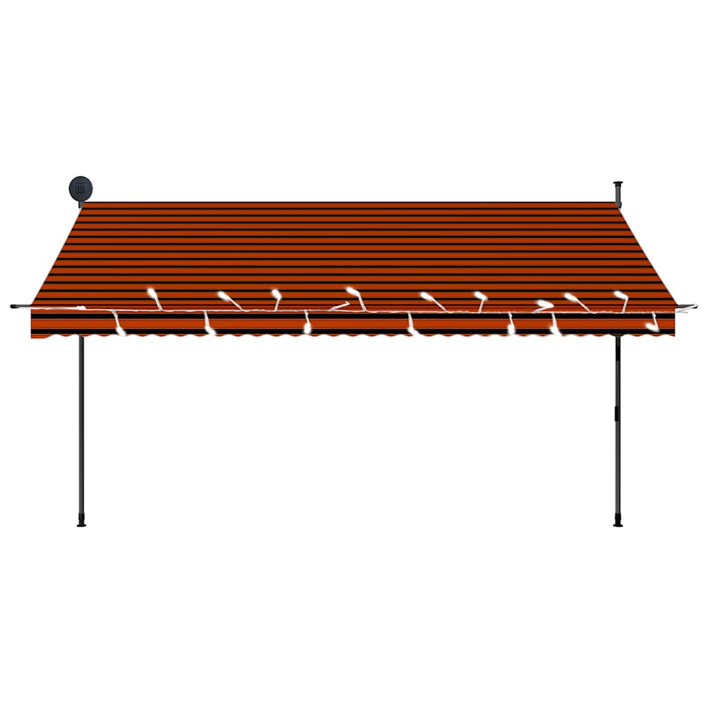 vidaXL Manual Retractable Awning with LED 350 cm Orange and Brown