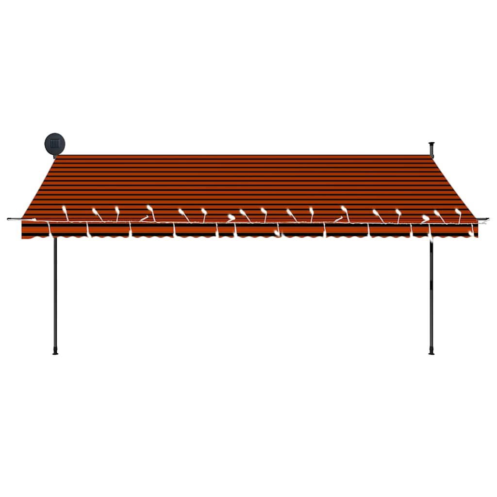 vidaXL Manual Retractable Awning with LED 400 cm Orange and Brown