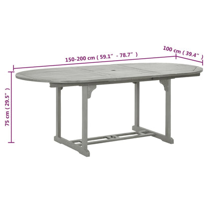 vidaXL Dining Table | Grey | Solid acacia wood with grey wash finish | Medium