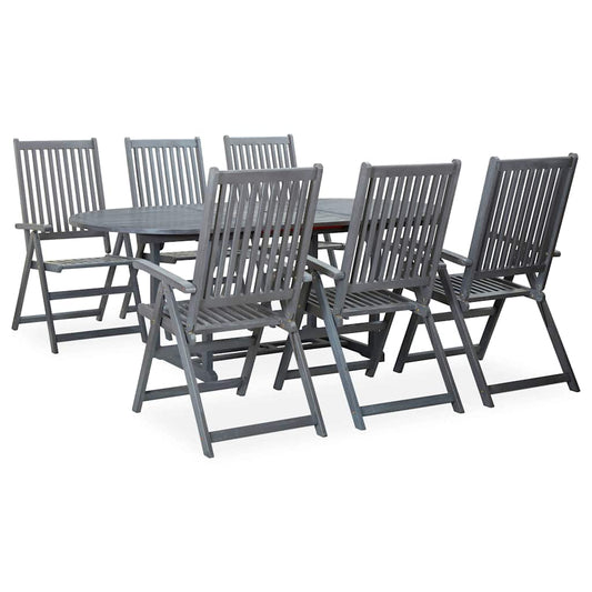 47278 vidaXL 7 Piece Outdoor Dining Set Solid Acacia Wood Grey