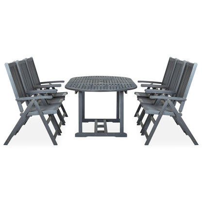 vidaXL 7 Piece Outdoor Dining Set Solid Acacia Wood Grey