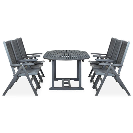 vidaXL Garden Dining Set | Grey | Solid Acacia Wood | 7 Piece Set | Foldable