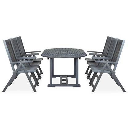 47278 vidaXL 7 Piece Outdoor Dining Set Solid Acacia Wood Grey