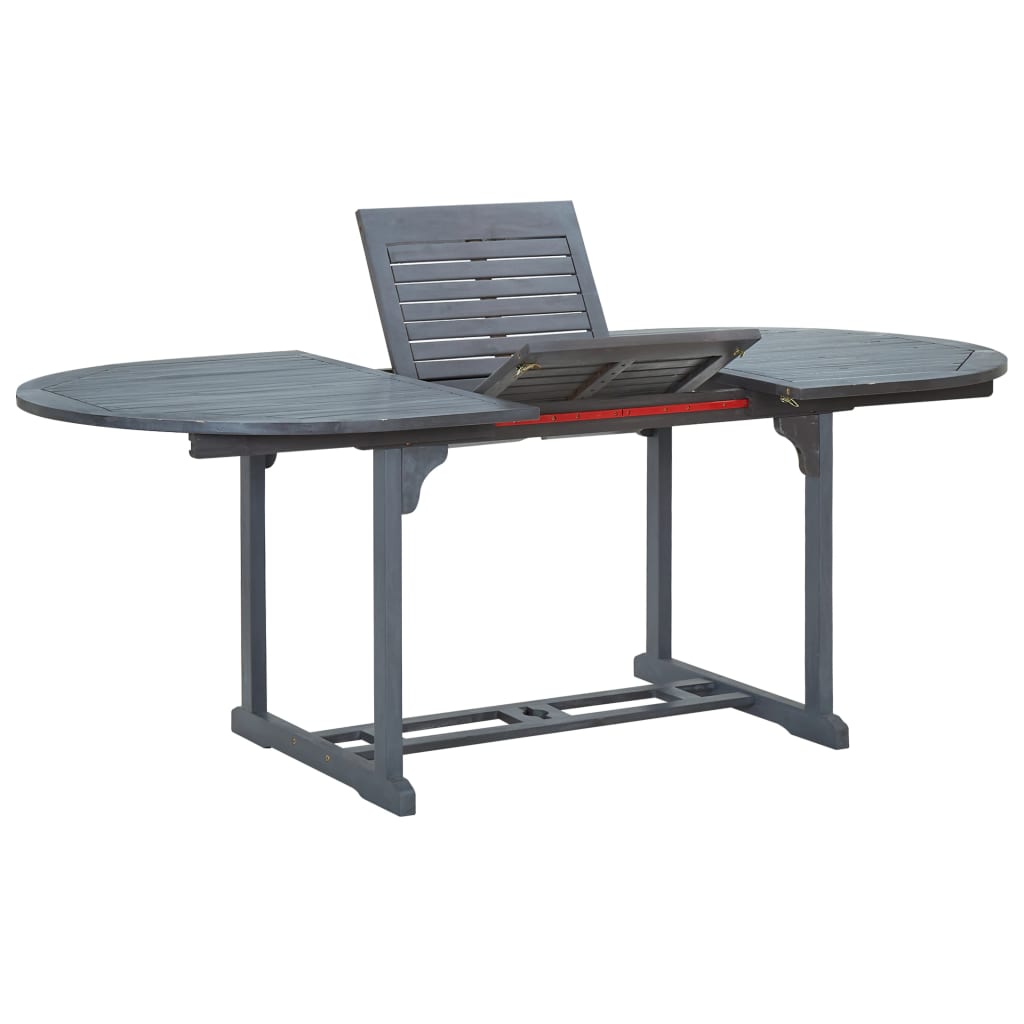 vidaXL 7 Piece Outdoor Dining Set Solid Acacia Wood Grey