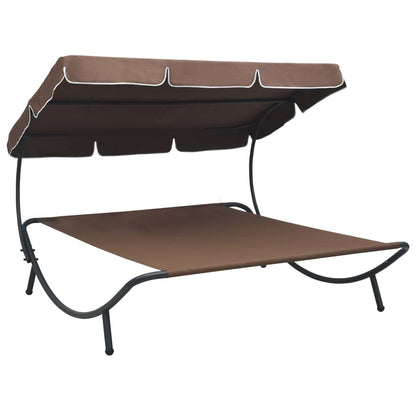 vidaXL Sun Lounger | Brown | Oxford fabric | Double | Durable | Chaise Lounge