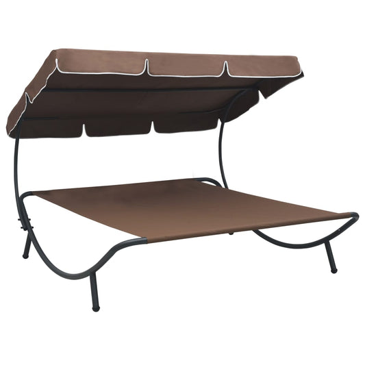 vidaXL Sun Lounger | Brown | Oxford fabric | Double | Durable | Chaise Lounge
