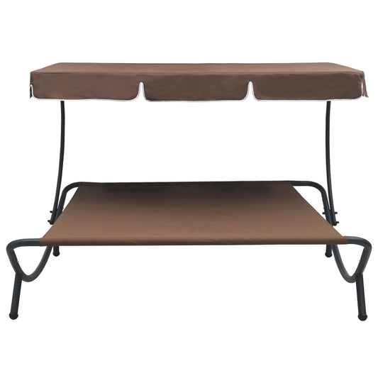 vidaXL Sun Lounger | Brown | Oxford fabric | Double | Durable | Chaise Lounge