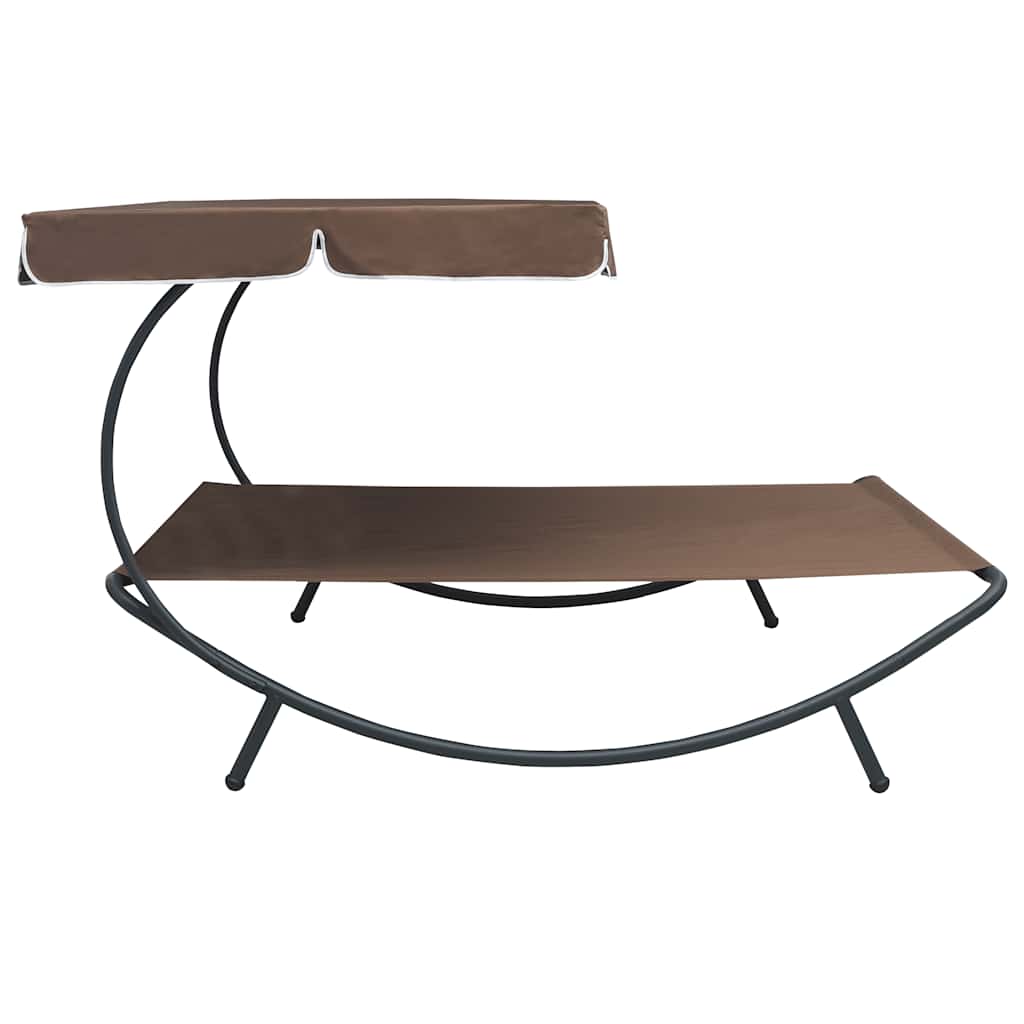 vidaXL Outdoor Lounge Bed with Canopy Brown