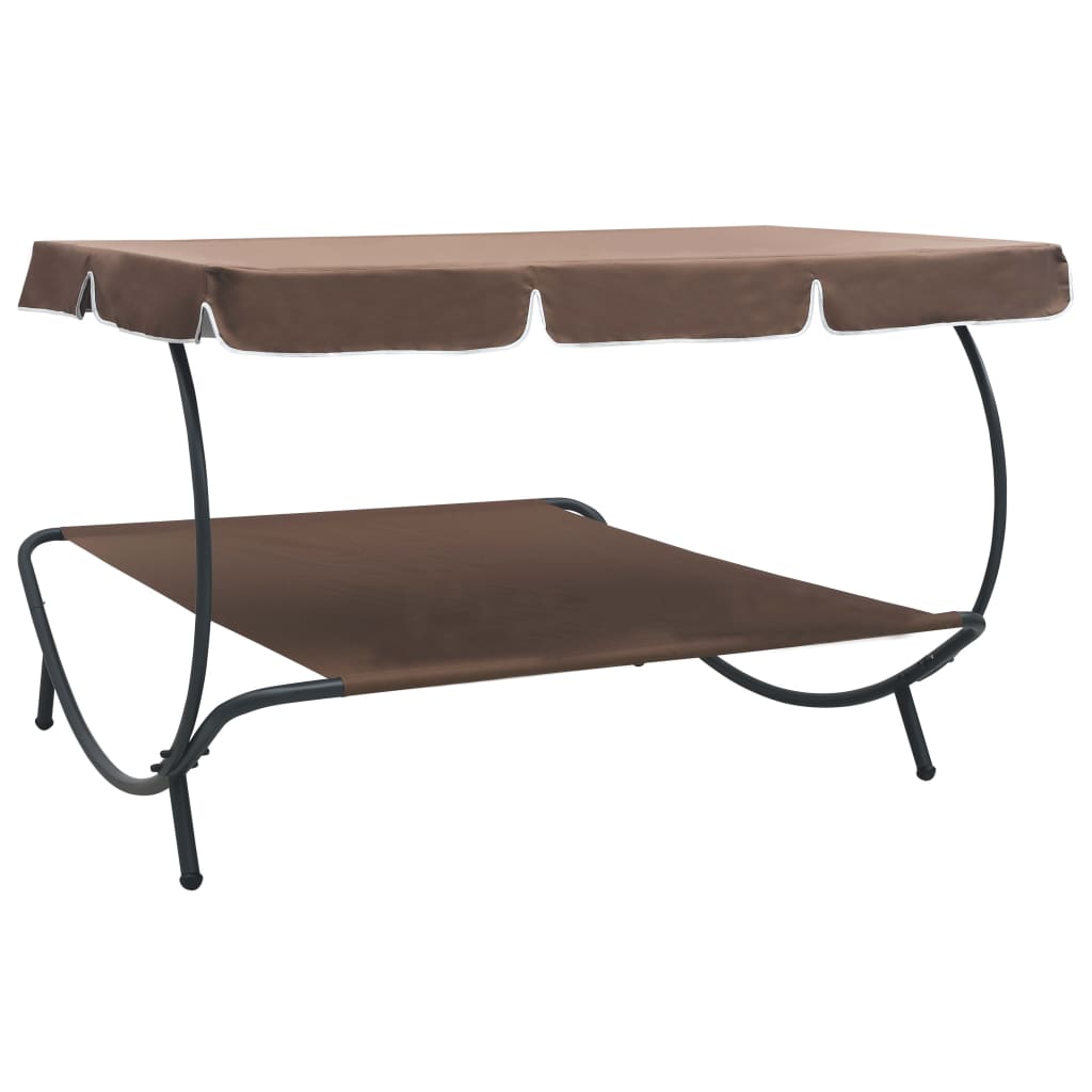 vidaXL Sun Lounger | Brown | Oxford fabric | Double | Durable | Chaise Lounge