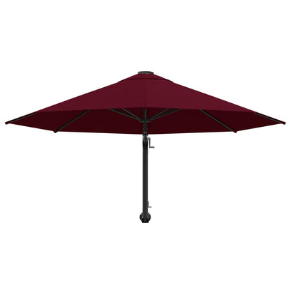 vidaXL Wall-Mounted Garden Parasol with Metal Pole 300 cm Burgundy