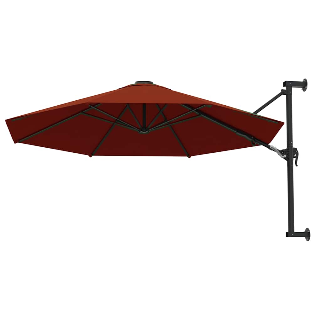 vidaXL Wall-Mounted Garden Parasol with Metal Pole 300 cm Terracotta