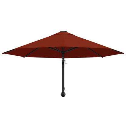 vidaXL Wall-Mounted Garden Parasol with Metal Pole 300 cm Terracotta