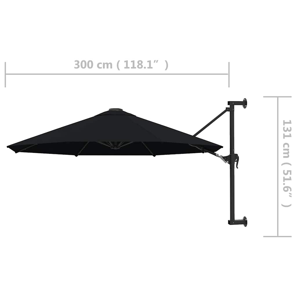 vidaXL Parasol | Black | Polyester, Metal | Large | Tiltable | Parasol