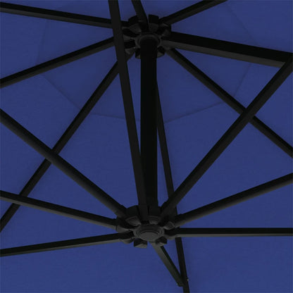 vidaXL Wall-Mounted Garden Parasol with Metal Pole 300 cm Blue