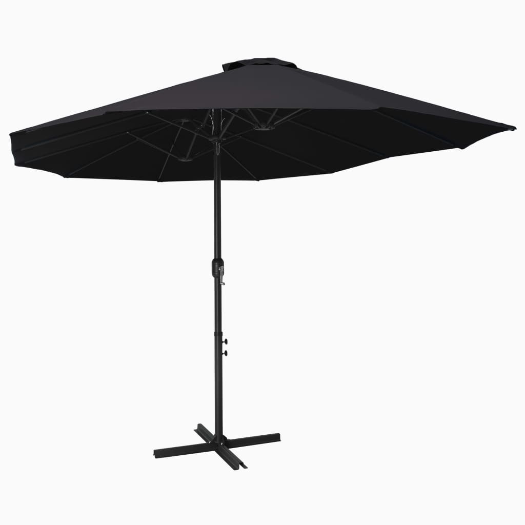 vidaXL Parasol | Black | Polyester fabric, Aluminium pole and ribs | Extra Large
