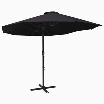 vidaXL Parasol | Black | Polyester fabric, Aluminium pole and ribs | Extra Large
