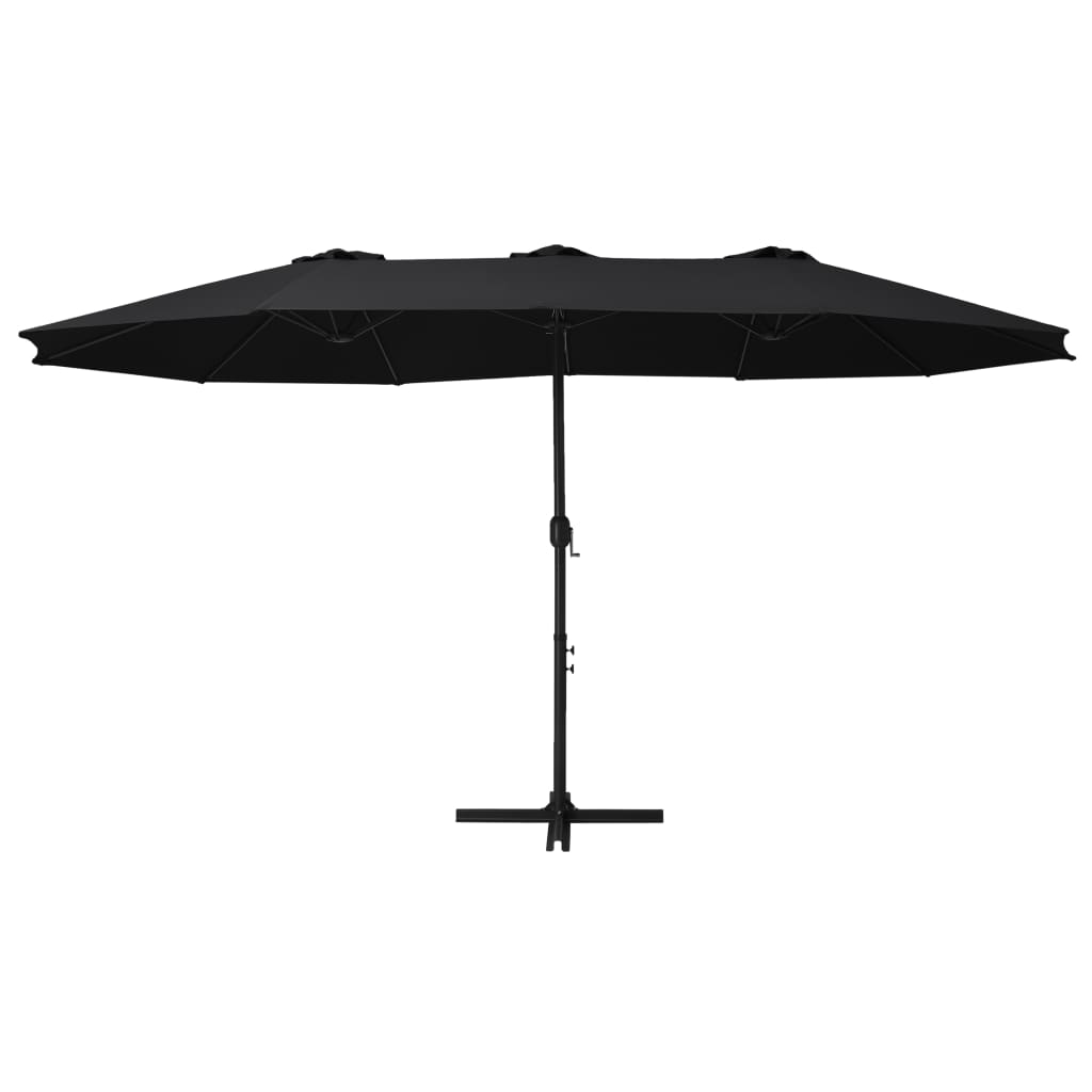 vidaXL Parasol | Black | Polyester fabric, Aluminium pole and ribs | Extra Large