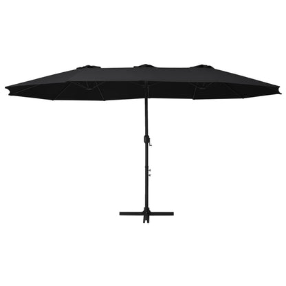 vidaXL Parasol | Black | Polyester fabric, Aluminium pole and ribs | Extra Large