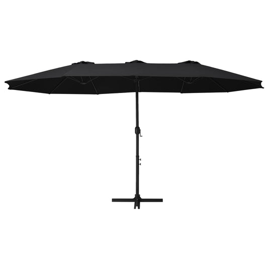 vidaXL Parasol | Black | Polyester fabric, Aluminium pole and ribs | Extra Large