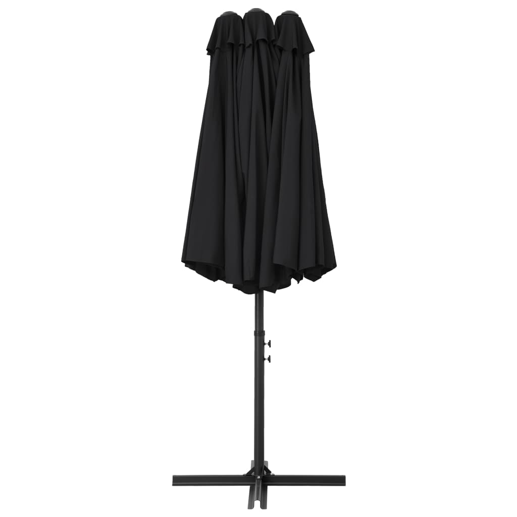 vidaXL Parasol | Black | Polyester fabric, Aluminium pole and ribs | Extra Large