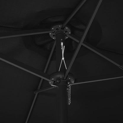 vidaXL Parasol | Black | Polyester fabric, Aluminium pole and ribs | Extra Large