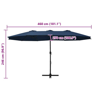 vidaXL Garden Parasol | Blue | Polyester fabric, Aluminium pole and ribs | Large