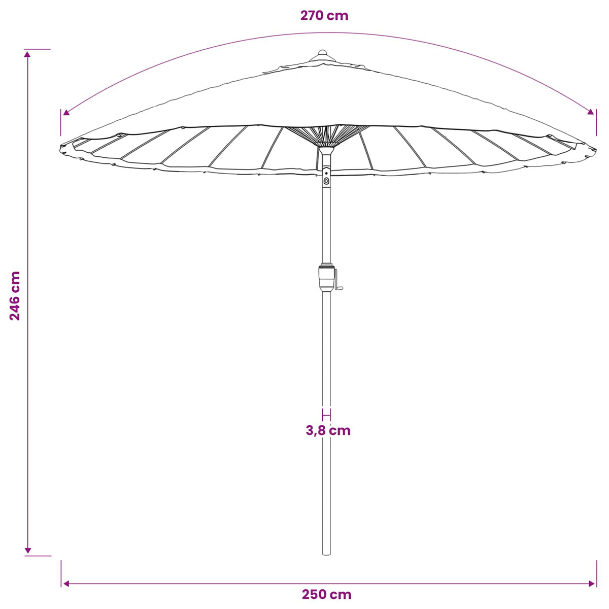 vidaXL Garden Parasol with Aluminium Pole 250 cm Anthracite