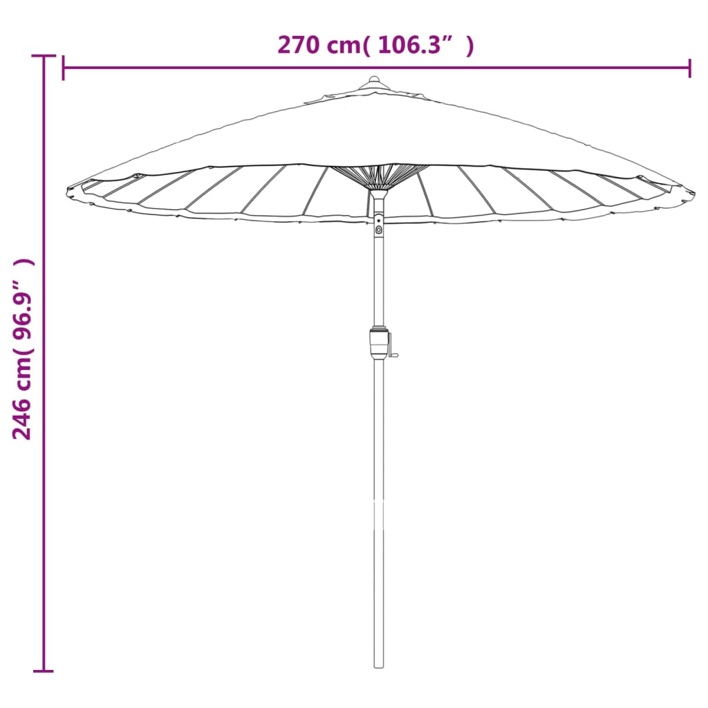 vidaXL Garden Parasol with Aluminium Pole 270 cm Terracotta