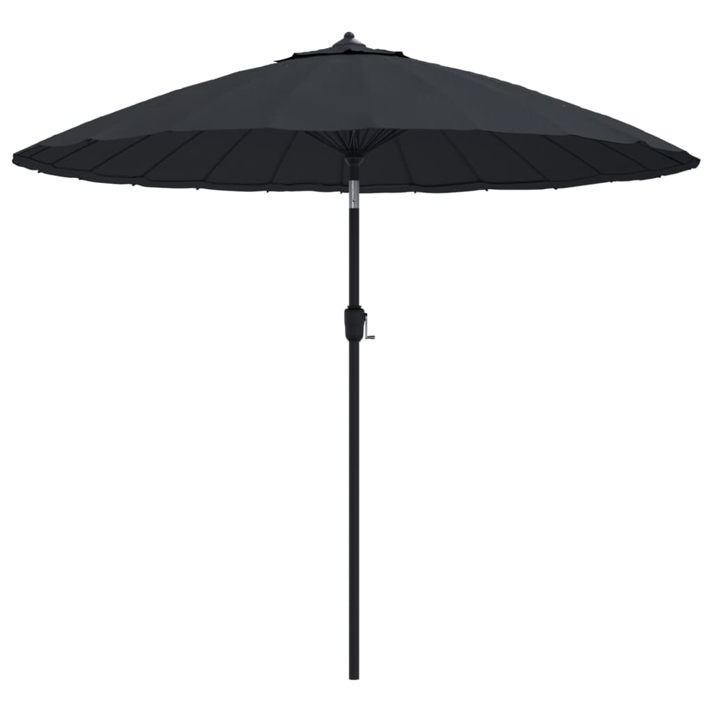 vidaXL Garden Parasol | Black | Polyester, Aluminium | Medium | Retractable