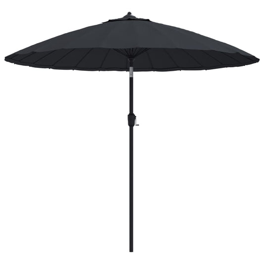 vidaXL Garden Parasol | Black | Polyester, Aluminium | Medium | Retractable