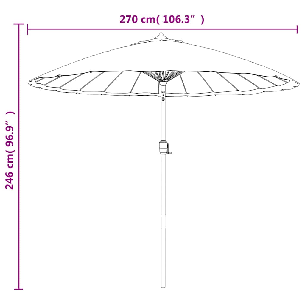 vidaXL Garden Parasol | Black | Polyester, Aluminium | Medium | Retractable