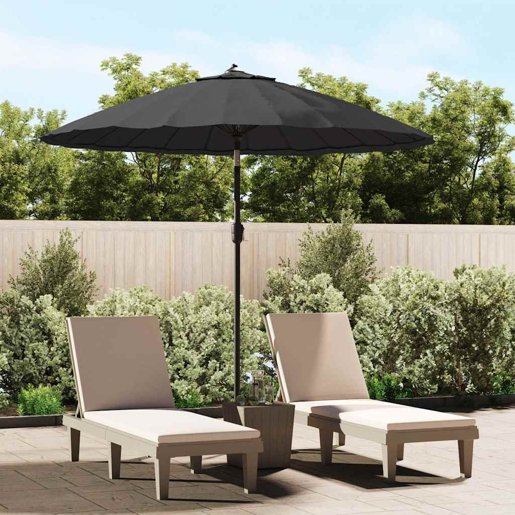 vidaXL Garden Parasol | Black | Polyester, Aluminium | Medium | Retractable