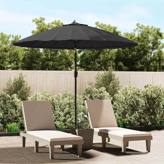 vidaXL Garden Parasol | Black | Polyester, Aluminium | Medium | Retractable