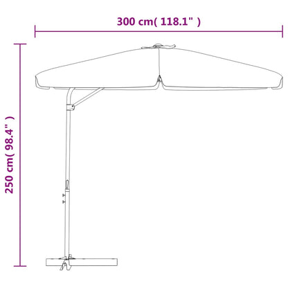 vidaXL Garden Parasol with Steel Pole 300 cm Black