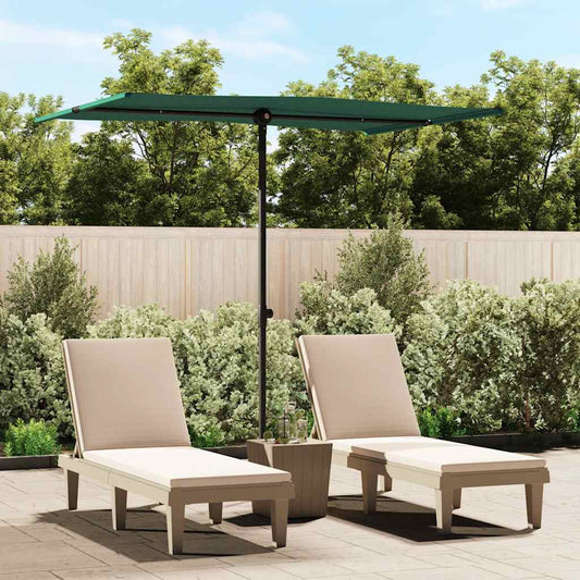 vidaXL Garden Parasol | Green | Polyester | Large | Height-Adjustable