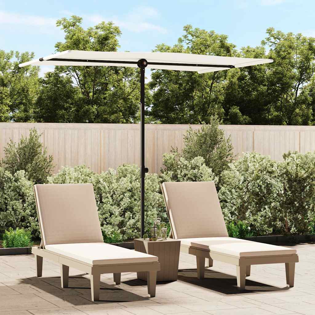 vidaXL Garden Parasol | Sand White | Polyester, Aluminium | 2x1.5 m