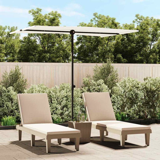 vidaXL Garden Parasol with Aluminium Pole 2x1,5 m Sand White