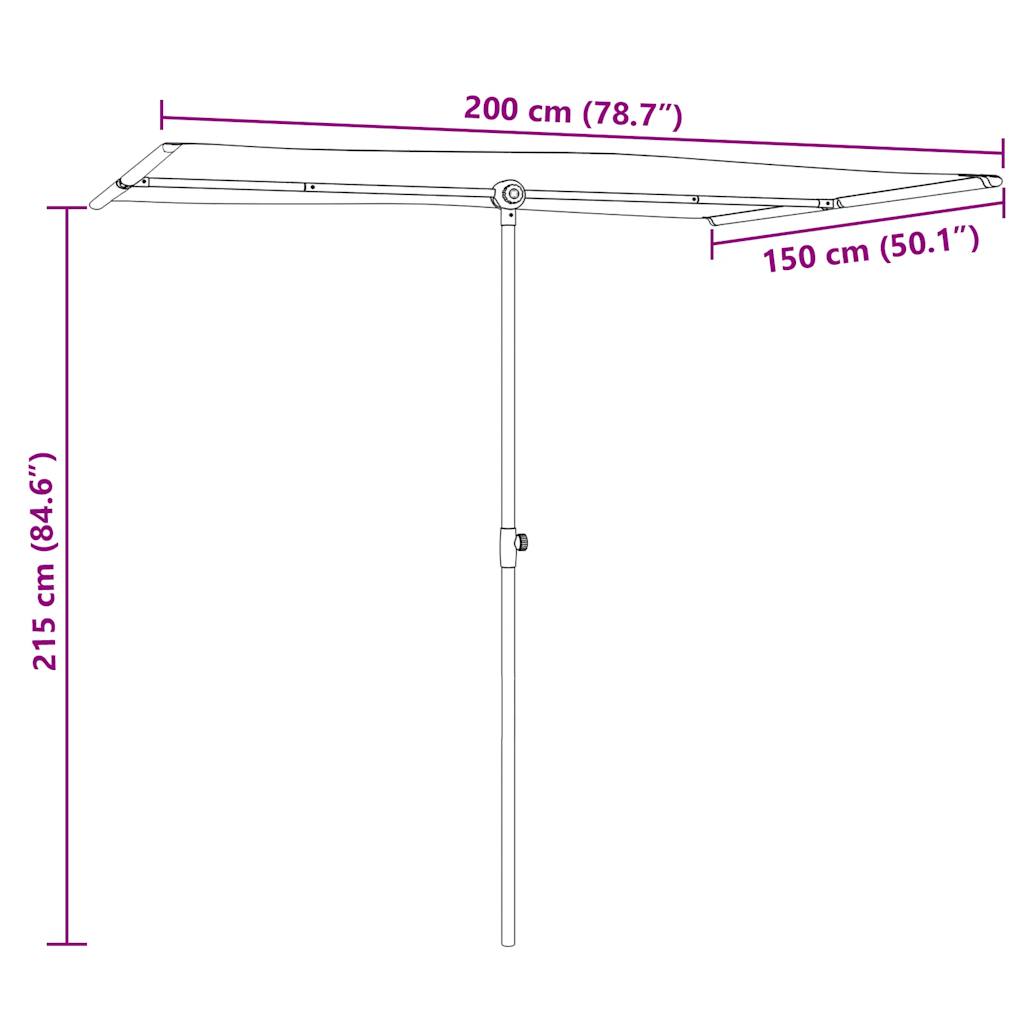 vidaXL Garden Parasol with Aluminium Pole 2x1.5 m Bordeaux Red