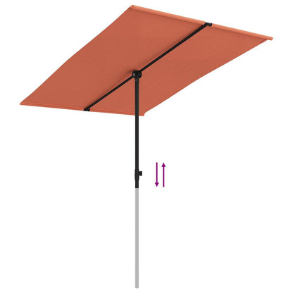 vidaXL Garden Parasol with Aluminium Pole 2x1.5 m Terracotta